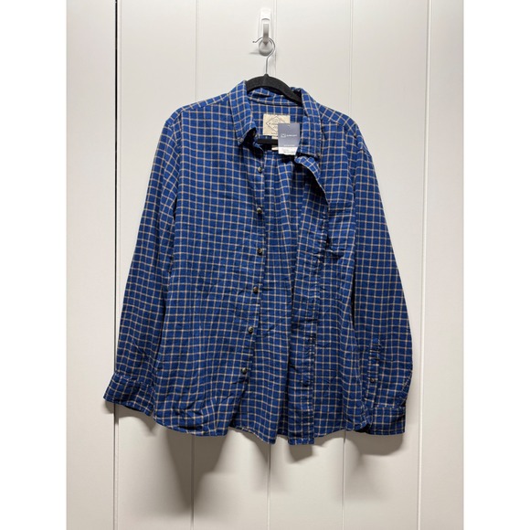 St. John's Bay Other - St Johns Bay Mens Super Soft Flannel Shirt Navy Blue Tan Grid FA23SJB1027A L